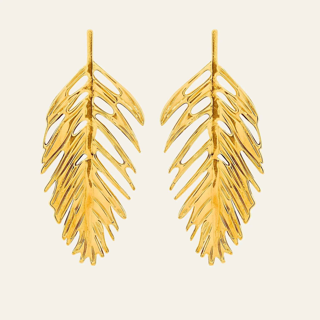 Golden Fern Studs